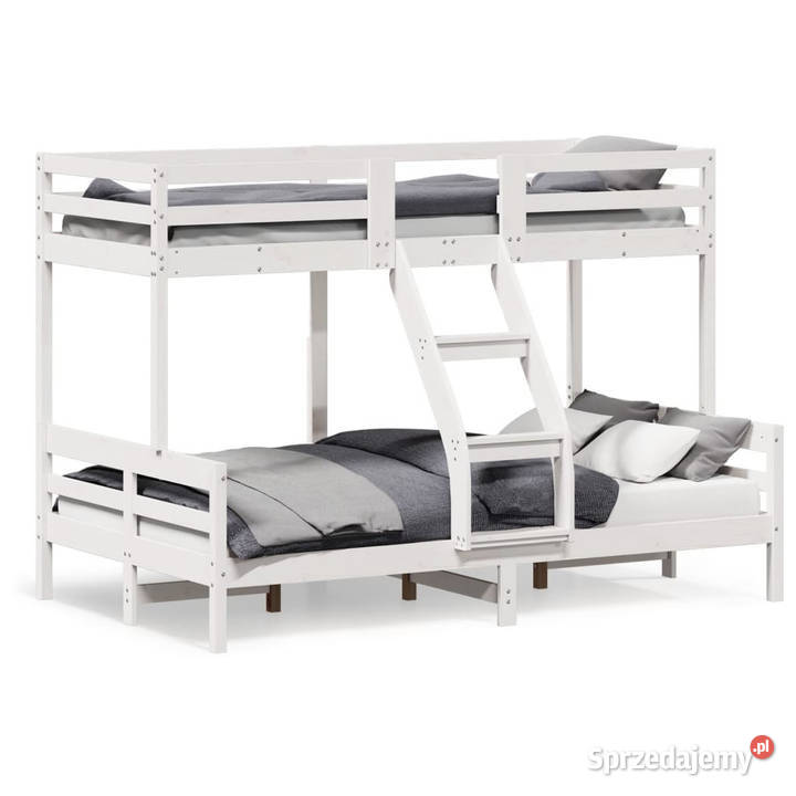 Łóżko piętrowe 90x200 białe lite drewno sosnowe 125cm