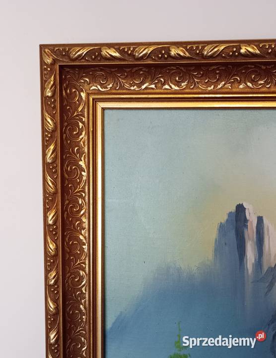 Obraz olejny na desce sygnowany Widok na górskie Katowice