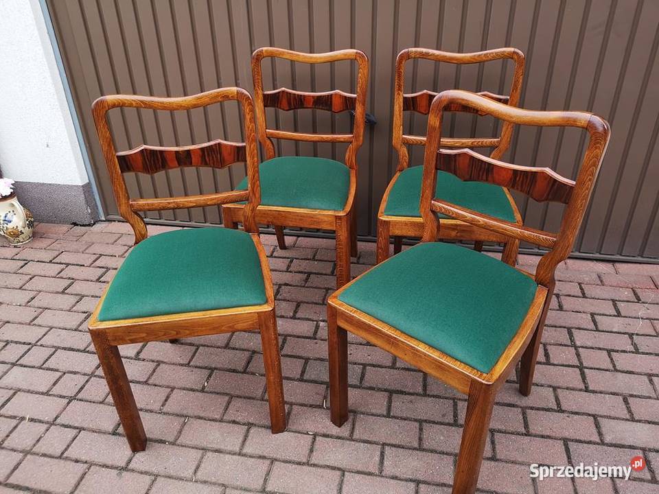 Krzesła ARTDECO Orzech Stare Antyk Komplet 4 Swarzędz