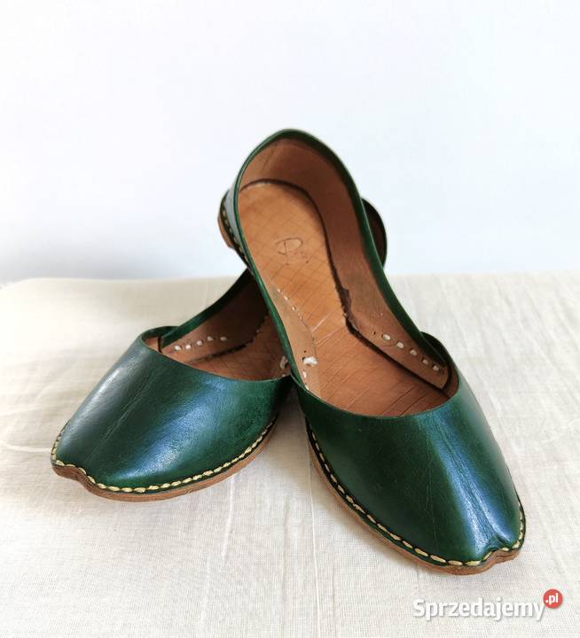 Zielone skórzane buty balerinki 37 skóra orient Szczecin