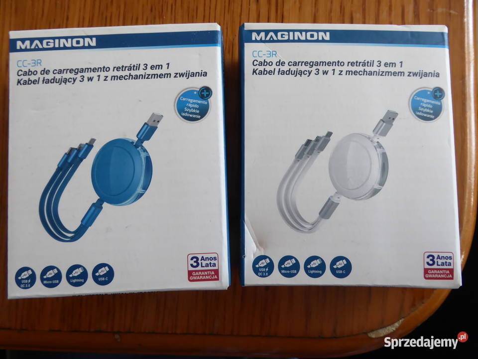 Nieużywany zwijany kabel ładujący 3w1 MAGINON Olsztyn
