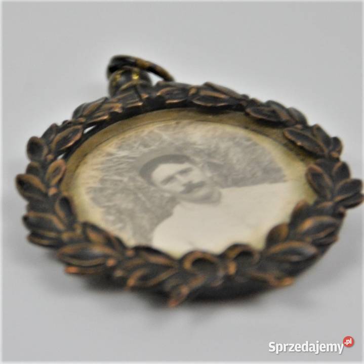 Wisiorek medalion wieniec laurowy z fotografią Warszawa sprzedam