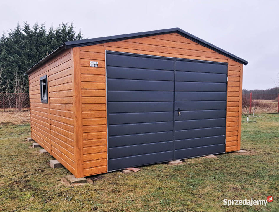 Garaż blaszany 4x5m brama dwuskrzydłowa okno samodzielny Nowy Tomyśl