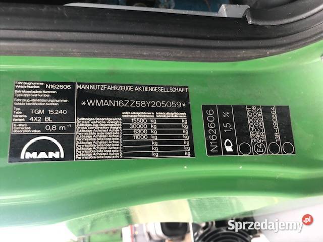Man TGM 15240 Hakowiec Rok produkcji 2007 Legionowo