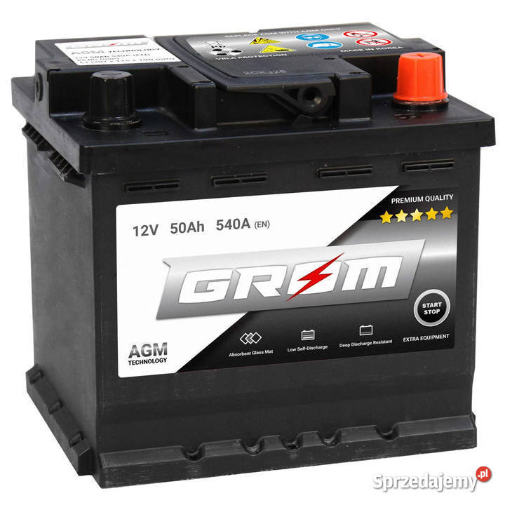 Akumulator GROM AGM STARTSTOP 50Ah 540A Prawy Łomża