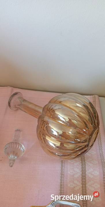 Karafka szkło miodowe opalizowane pięknej dyni pomorskie Gdańsk