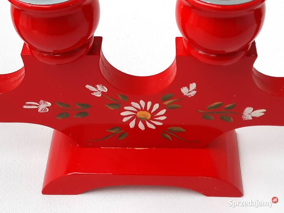 DUŻY stary drewniany świecznik Szwecja Rękodzieło łódzkie Łódź