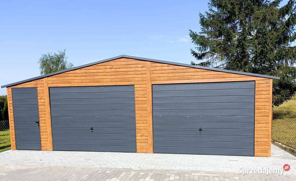 GARAŻ BLASZANY 8m x 7m DWUSPAD 2x BRAMA DRZWI Domki narzędziowe