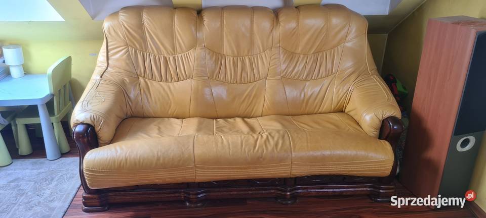 Sofa z funkcją spania skóra solidna Chojnów sprzedam