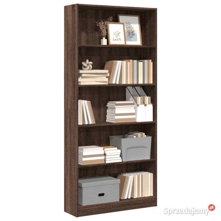 Regał brązowy dąb 80x24x176 materiał Warszawa
