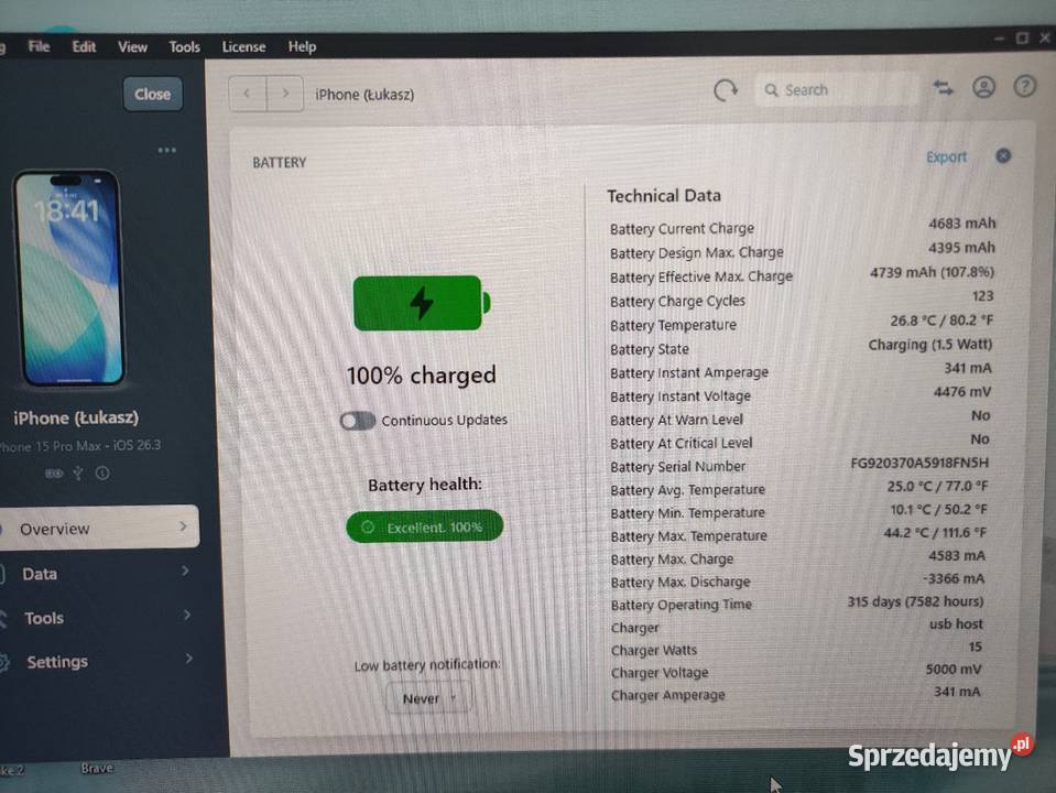 iPhone 15 Pro Blue Titanium Błękit Bateria 107 Jelenia Góra sprzedam