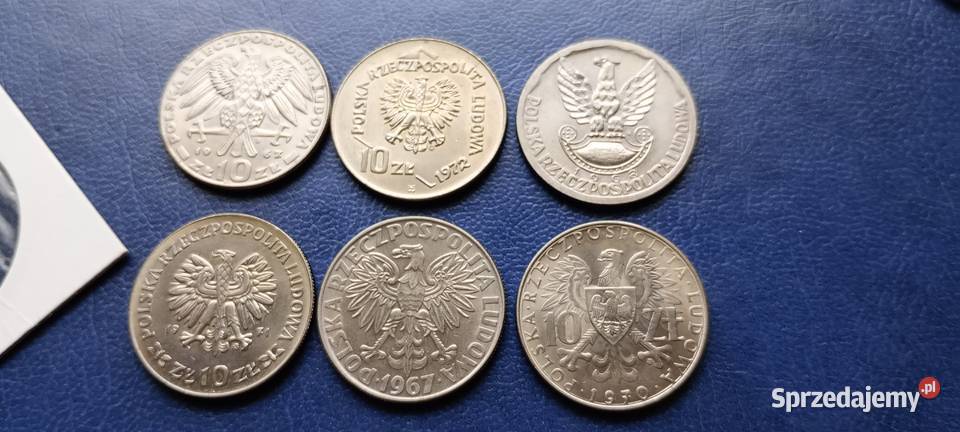Stare monety 6 monet 10 złotych PRL Polska Numizmatyka podkarpackie Lesko