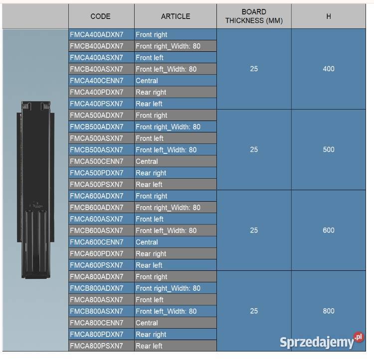 Słupek wypinany do burty 600mm tył prawy G38W Lawety Naczepy