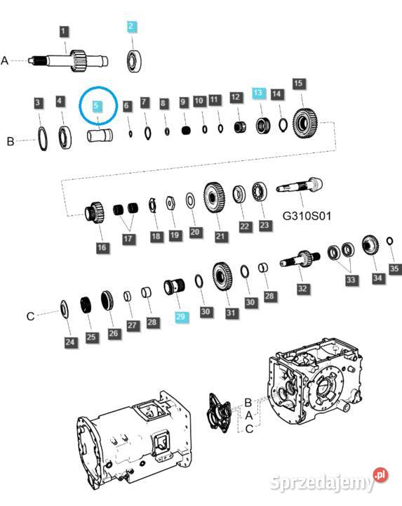 Wałek łączący TRG285 LS Tractor 40031344 Tajęcina sprzedam