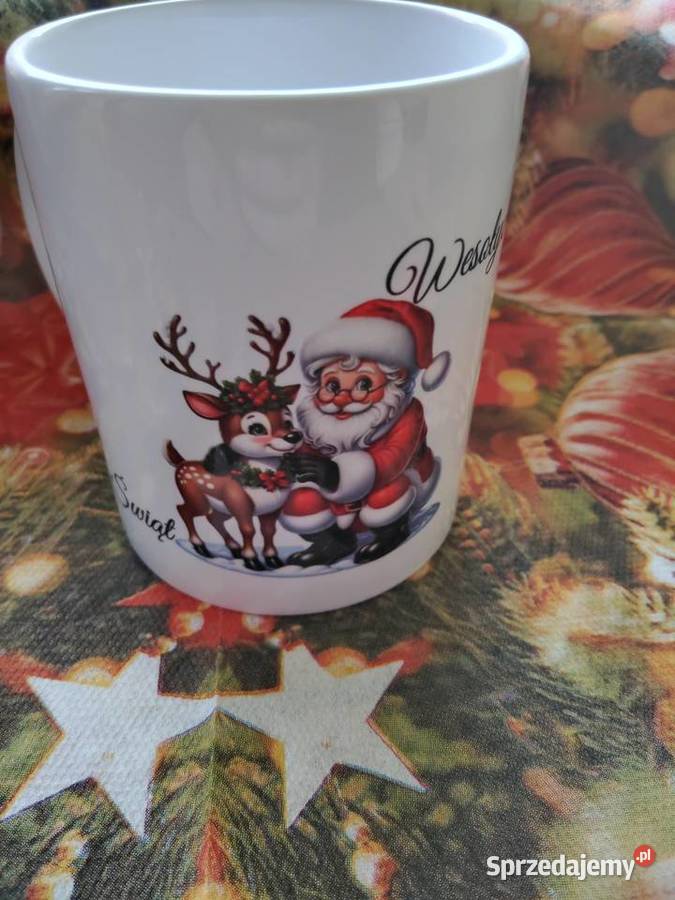 Kubek świąteczny renifer z Mikołajem Sosnowiec
