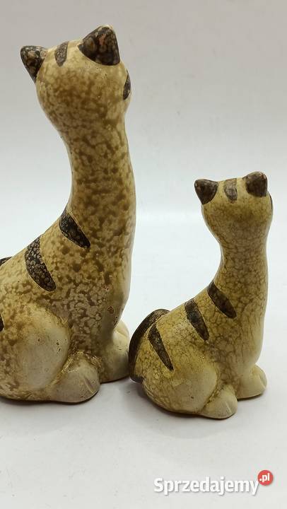 Ceramika figurki kotów mama i dziecko lubelskie Zamość