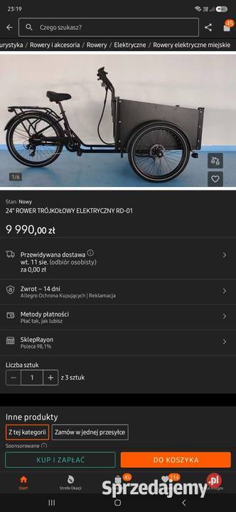 Rower riksza elektryczy 26 Niedrzwica Kościelna-Kolonia