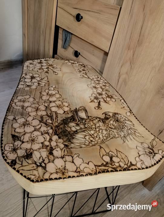 Stolik kawowy ręcznie wypalany plaster brzozy Stoliki kawowe i ławy Augustów