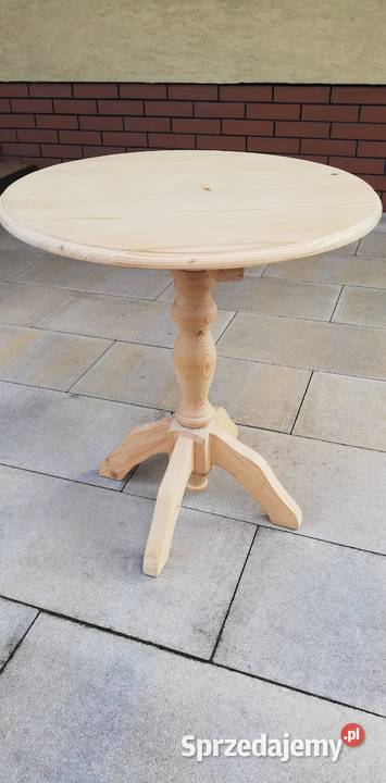 Stolik drewniany okrągły kawowy sosnowy Garwolin