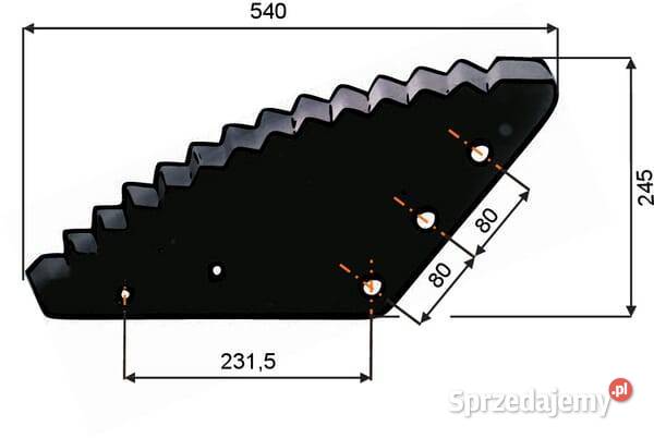 Nóż paszowozu 534x220x6 mm pasuje do Agromet