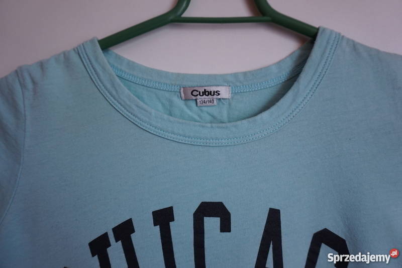 koszulka tshirt błękitna z napisami Cubus 134140 Rozmiar 34(XS)