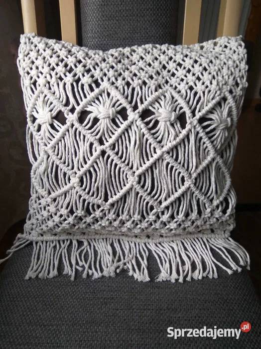 Poszewka ozdobna makrama 37x37 sznurek Bachorzyn