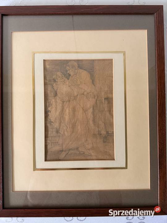 Grafika Oryginalny Rysunek Ołówkiem 1950 Alfred Czerwionka-Leszczyny