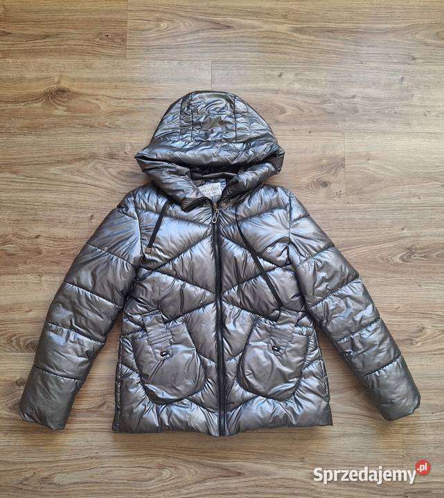Piękna zimowa metaliczna srebrna kurtka 40 na Kraków