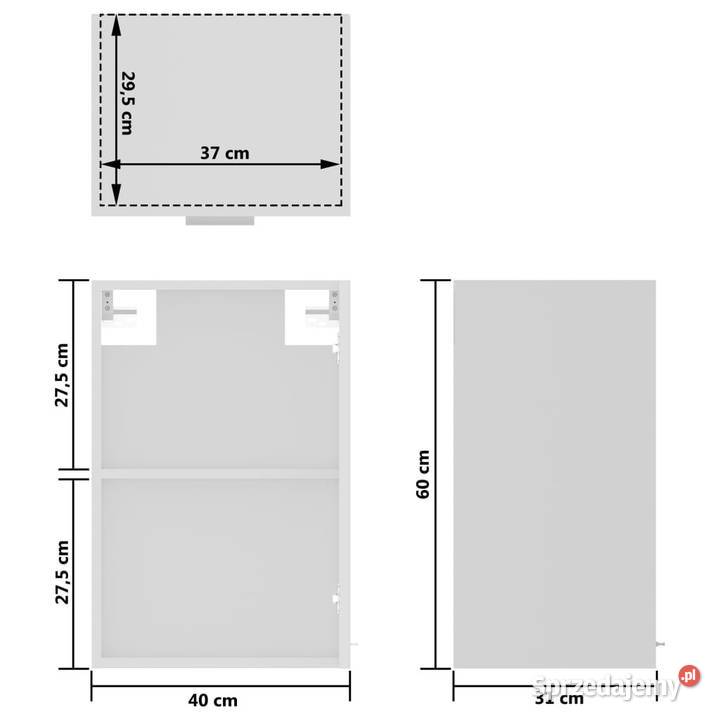 Szafka wisząca z szybą biała 40x31x60 WM802505 Kuchenne mazowieckie