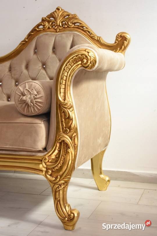 Złota Pałacowa Sofa Kanapa Leżanka Szezlong
