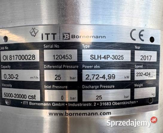 Pompa dwuśrubowa spożywcza Bornneman SLH4P3025 mazowieckie Błonie sprzedam