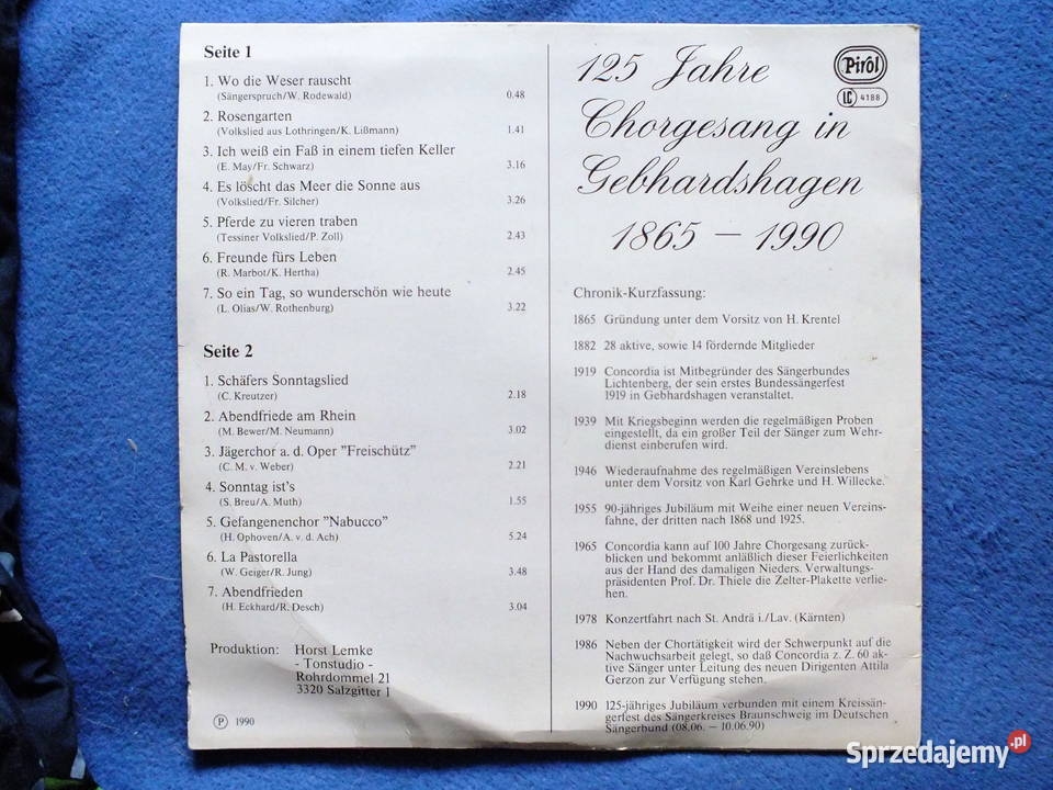 Sprzedam płytę vinylową używana MGV Concordia Gdańsk