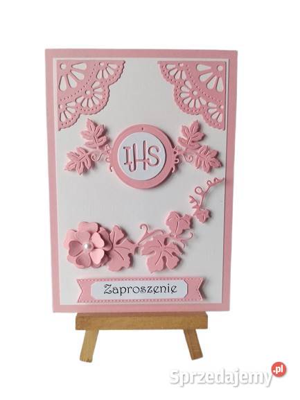 ZAPROSZENIA KOMUNIA DZIEWCZYNKA HOSTIA W Rękodzieło wielkopolskie Poznań