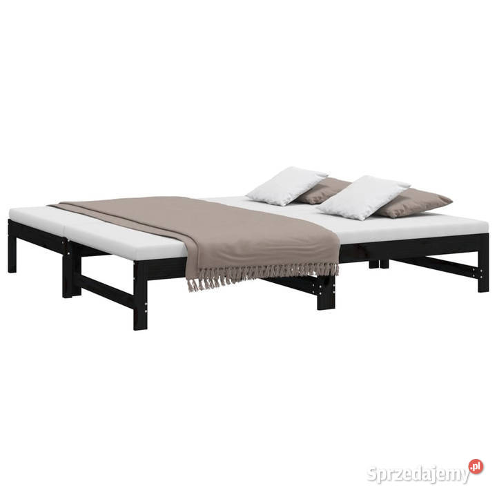 Łóżko rozsuwane czarne 2x90x190 lite drewno 195cm Warszawa
