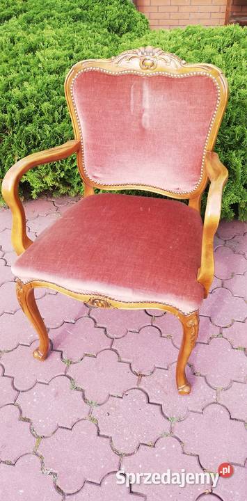 Fotel stylowy ludwik nogi gięte fotelik