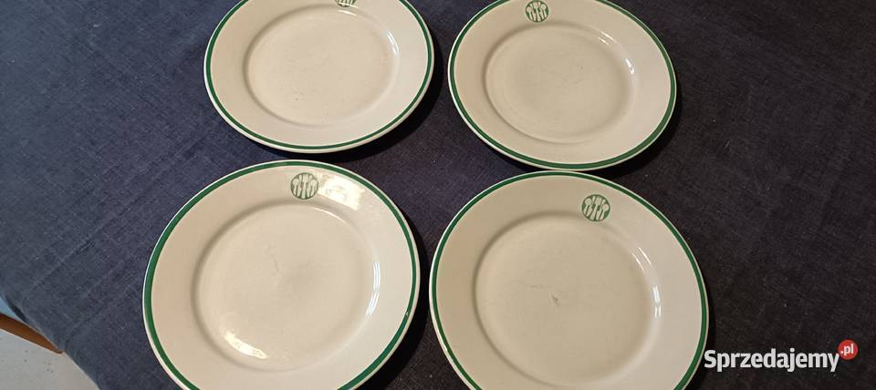 4 Talerze Lubiana Społem PRL logo sztućce Porcelana i szkło mazowieckie Warszawa