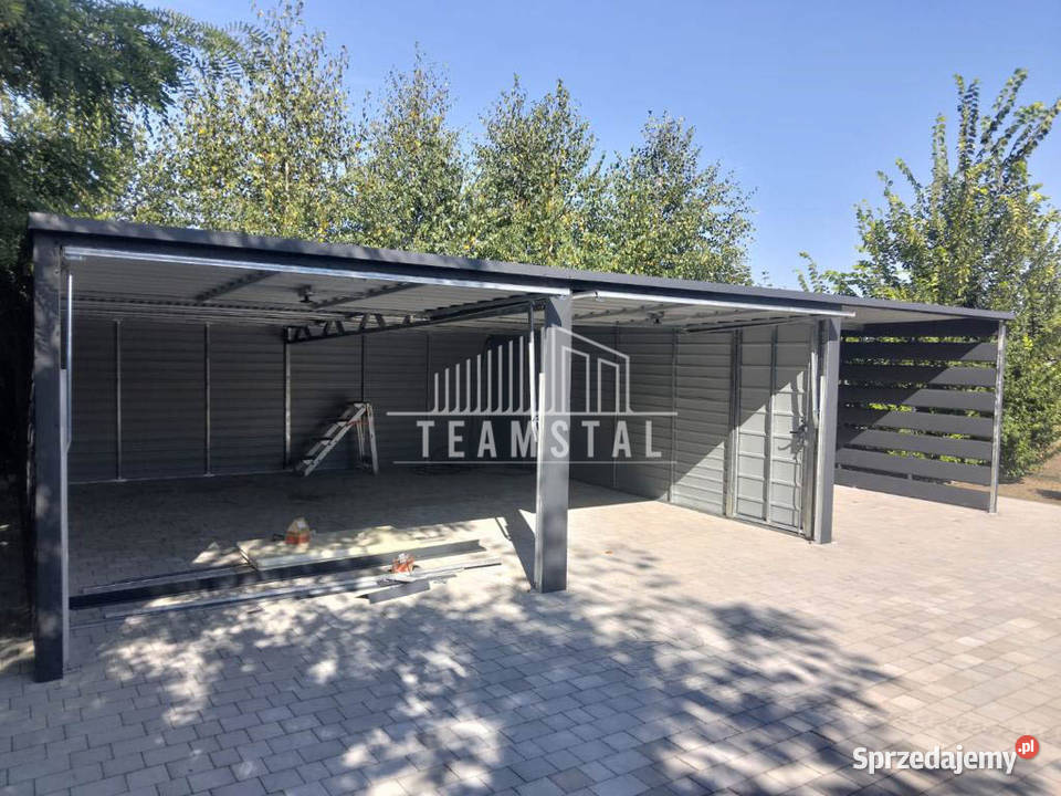 GARAŻ BLASZANY 6m x 6m z wiatą TS512 Łódź