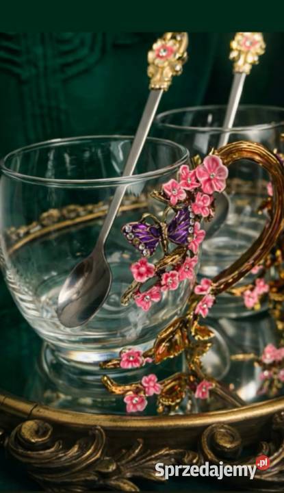 Luxury GlassyfiLuksusowa filiżanka z łyżeczką Porcelana i szkło