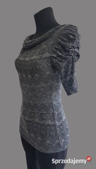 Damska bluzka z bufiastym krótkim rękawem szara Chrzanów