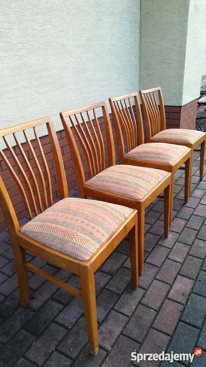 Krzesła jasne stare stylowe art deco 4 prl 46cm Stoły, krzesła, biurka Garwolin sprzedam