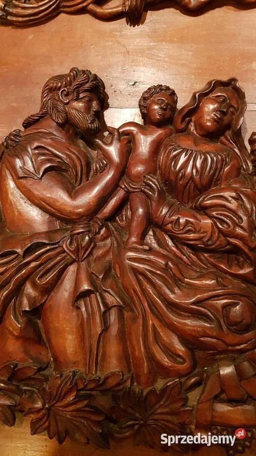 Rzeźba figura drewno Święta Rodzina Trzej Orneta