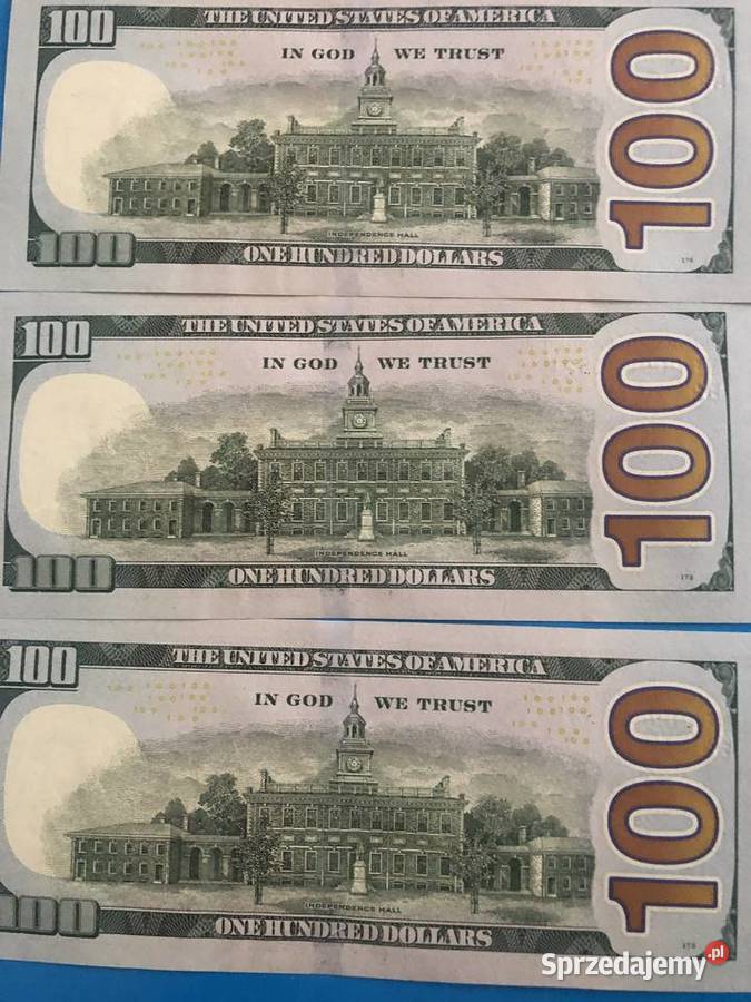 3 Kolejne banknoty 100 dollarowe Szczecin