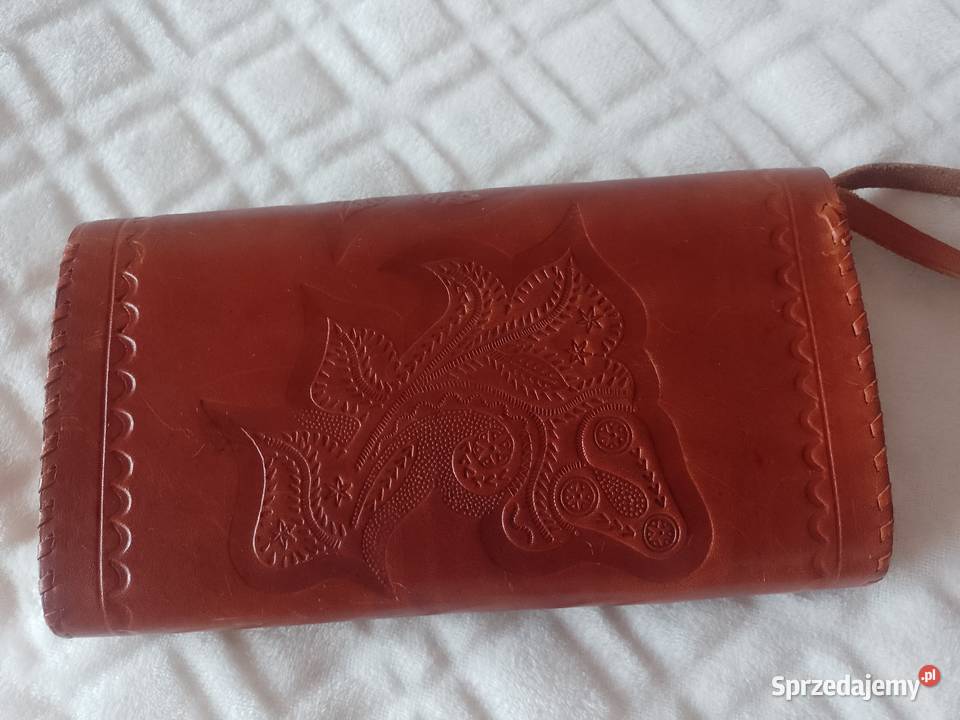 Real Leather Skórzana torebka do ręki kopertówka brązowy/beżowy małopolskie Kraków