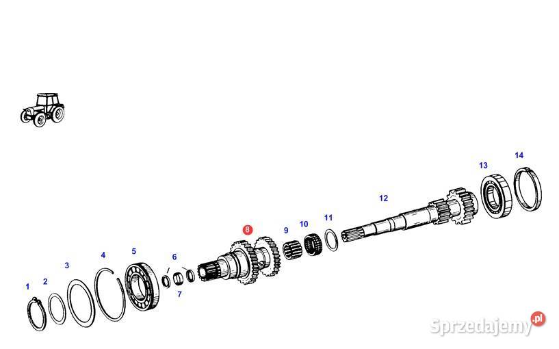 Wałek skrzyni Fendt 2832 wielowypust 22z Części i osprzęt rolniczy Biały Kościół