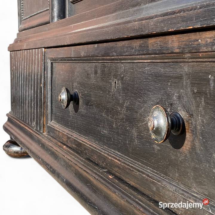 Duża rzeźbiona biblioteczka z witryną czerń zachodniopomorskie Gryfice