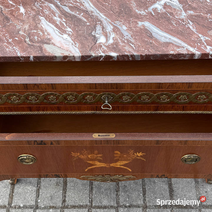 ARTexpert Klasyczna komoda Ludwik marmurowy blat Dobrzany