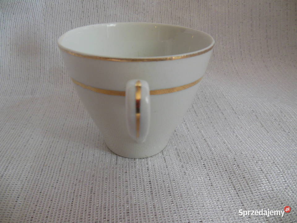 Filiżanka biała złocenia Ćmielów PRL Kielce