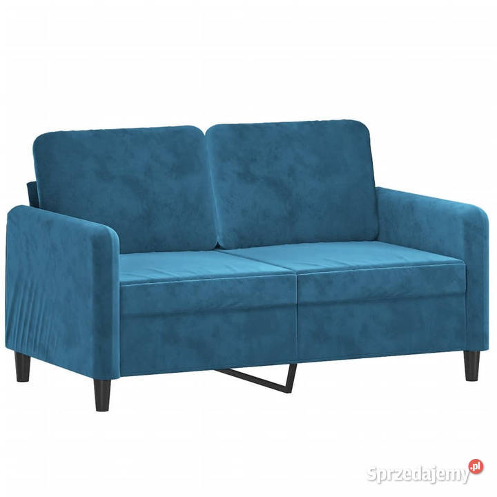 2osobowa sofa z poduszkami niebieska 120 aksamit Warszawa