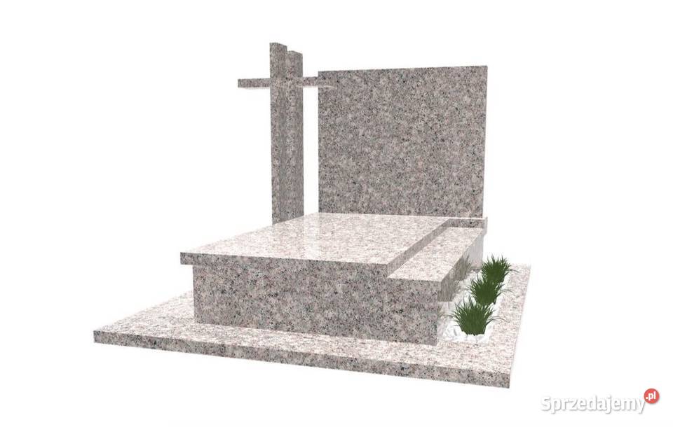 Nagrobek Granitowy Podwójny PREMIUM z Krzyżem i Mieleszynek