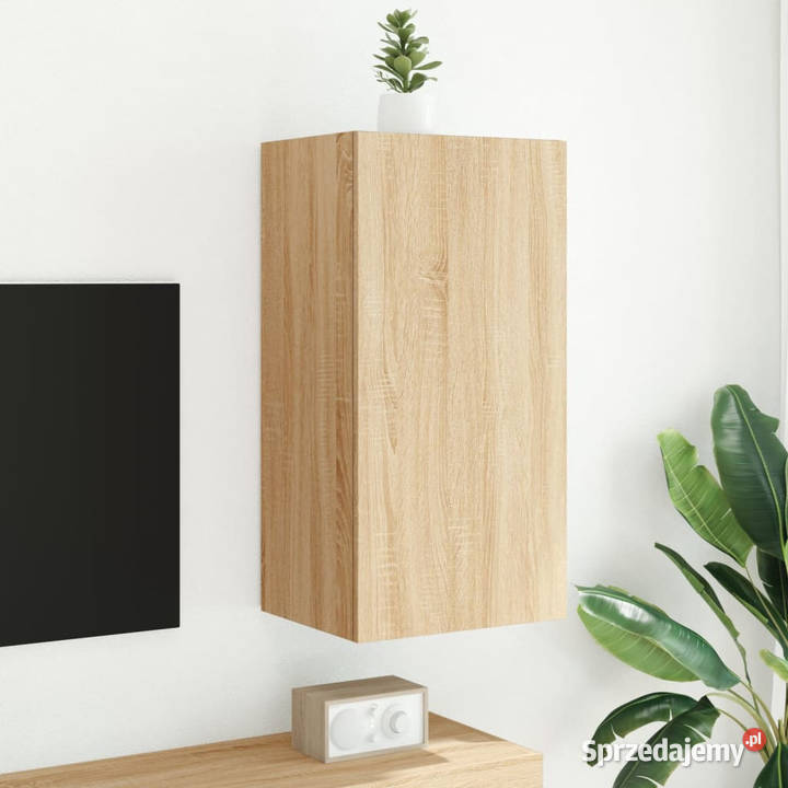 Ścienna szafka TV z LED dąb sonoma 405x35x80 RTV Warszawa